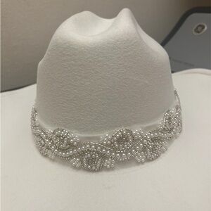 NWT Elegant White Women's Hat with Beaded Detail